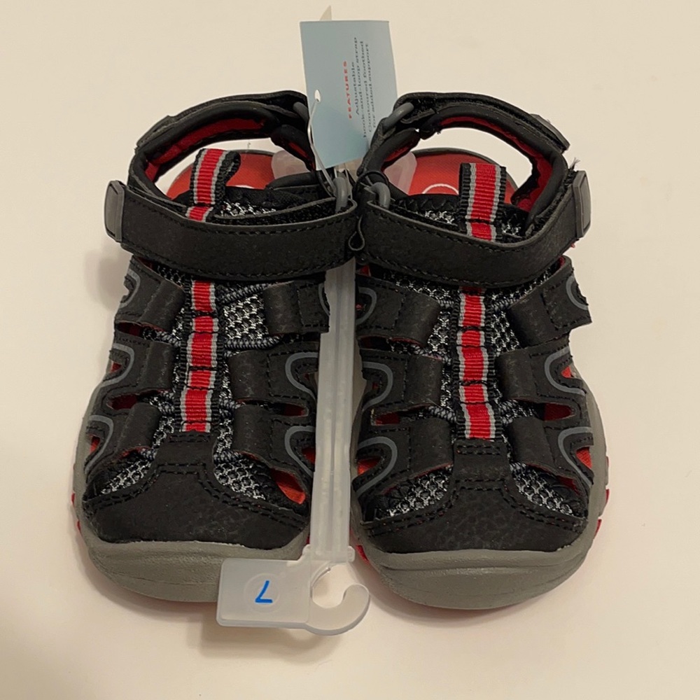 Toddler Boy’s Black & Red Durable Closed Toe Hiking Sandal